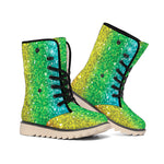 Rainbow (NOT Real) Glitter Print Winter Boots