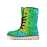 Rainbow (NOT Real) Glitter Print Winter Boots