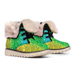 Rainbow (NOT Real) Glitter Print Winter Boots