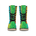 Rainbow (NOT Real) Glitter Print Winter Boots