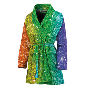 Rainbow (NOT Real) Glitter Print Women's Bathrobe