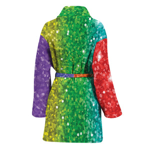 Rainbow (NOT Real) Glitter Print Women's Bathrobe