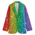Rainbow (NOT Real) Glitter Print Women's Blazer