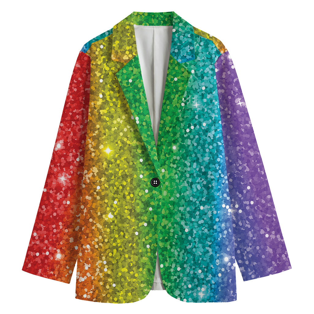 Rainbow (NOT Real) Glitter Print Women's Blazer