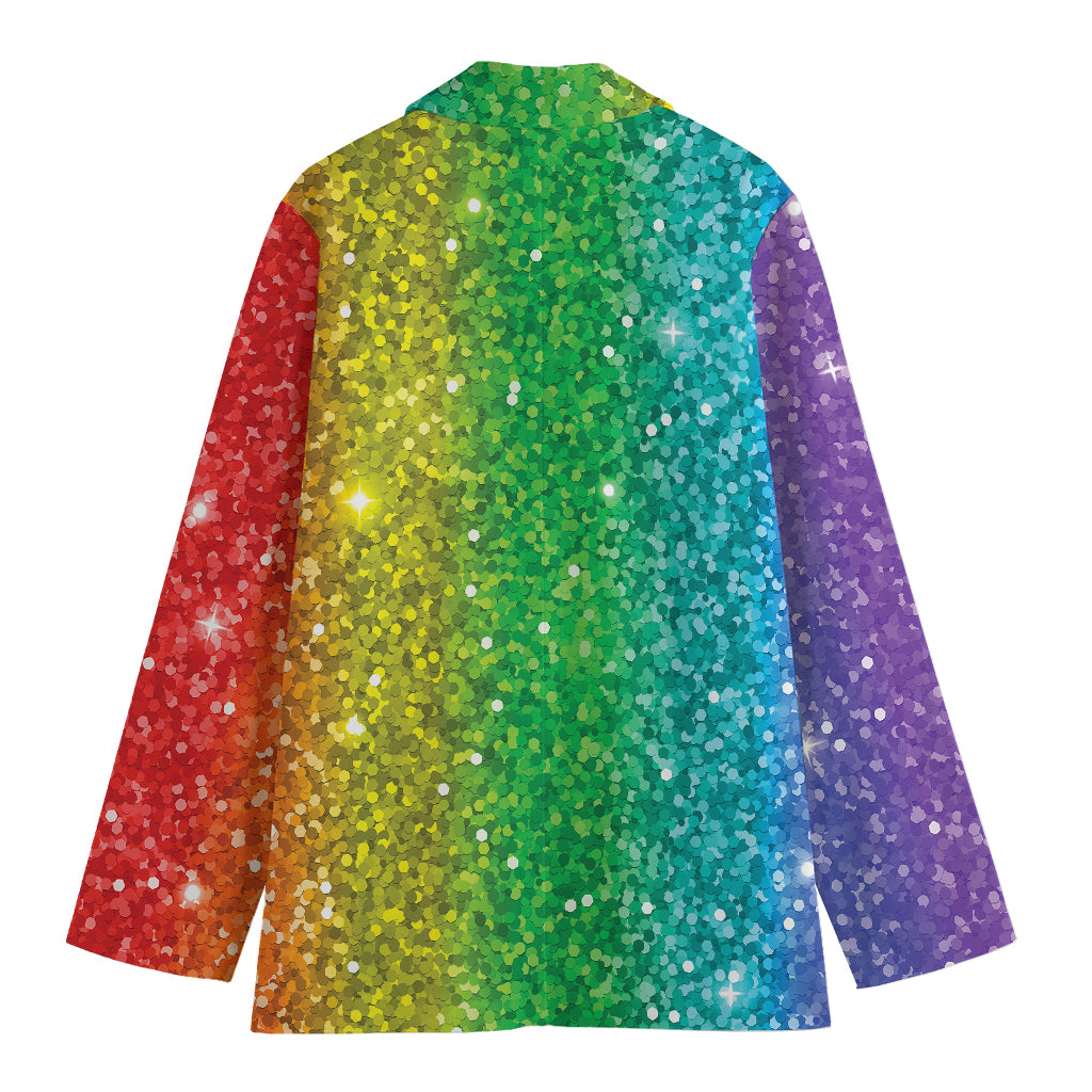 Rainbow (NOT Real) Glitter Print Women's Blazer