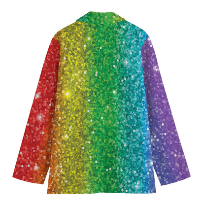 Rainbow (NOT Real) Glitter Print Women's Blazer