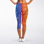 Rainbow (NOT Real) Glitter Print Women's Capri Leggings