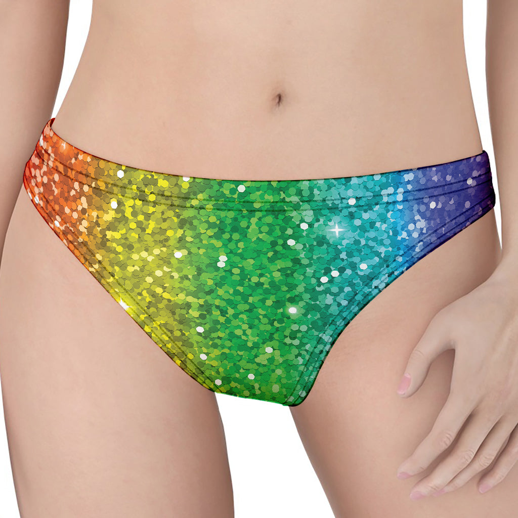 Rainbow (NOT Real) Glitter Print Women's Thong