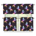 Rainbow Origami Unicorn Pattern Print 3 Piece Kitchen Curtains