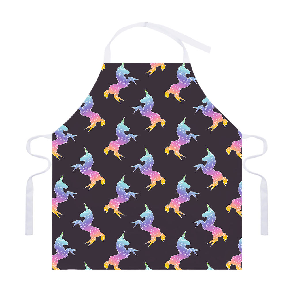 Rainbow Origami Unicorn Pattern Print Adjustable Apron