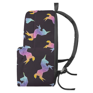 Rainbow Origami Unicorn Pattern Print Backpack