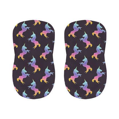 Rainbow Origami Unicorn Pattern Print Bar Stool Covers
