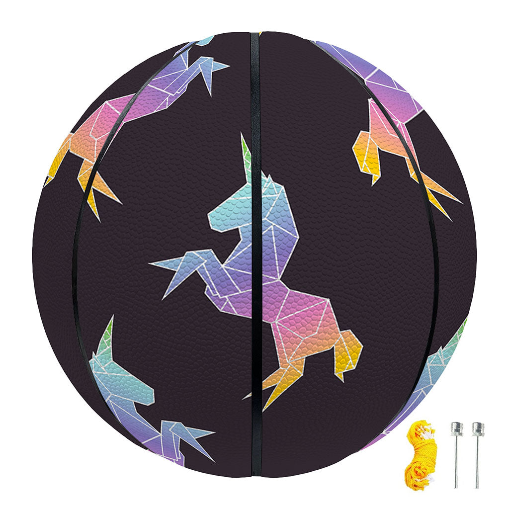 Rainbow Origami Unicorn Pattern Print Basketball