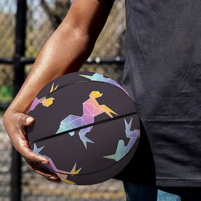 Rainbow Origami Unicorn Pattern Print Basketball