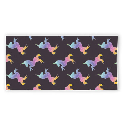 Rainbow Origami Unicorn Pattern Print Beach Towel