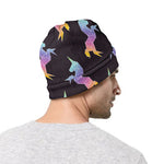 Rainbow Origami Unicorn Pattern Print Beanie