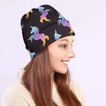 Rainbow Origami Unicorn Pattern Print Beanie