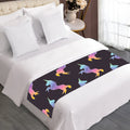 Rainbow Origami Unicorn Pattern Print Bed Runner