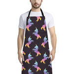 Rainbow Origami Unicorn Pattern Print Bib Apron With Pocket
