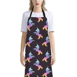 Rainbow Origami Unicorn Pattern Print Bib Apron With Pocket