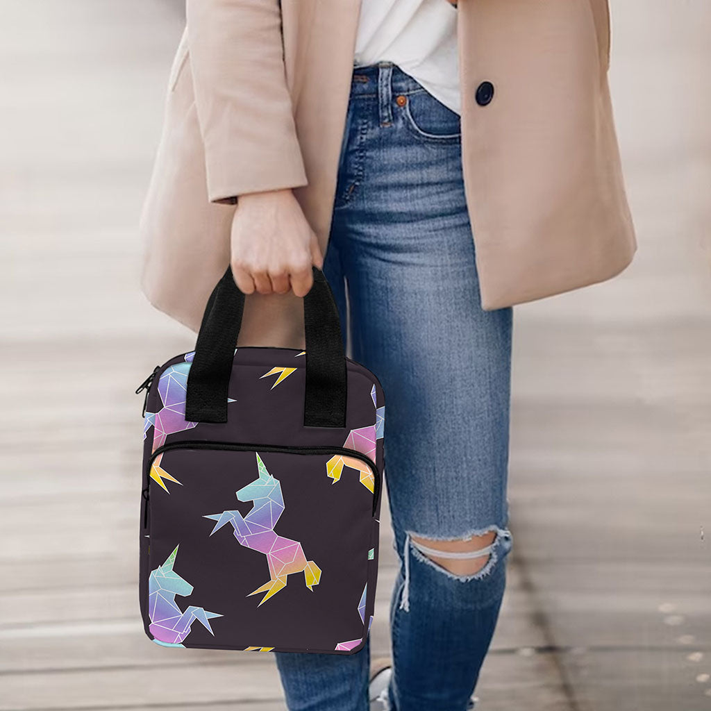 Rainbow Origami Unicorn Pattern Print Bible Tote Bag