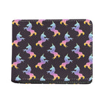 Rainbow Origami Unicorn Pattern Print Bifold Wallet