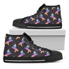 Rainbow Origami Unicorn Pattern Print Black High Top Sneakers