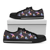 Rainbow Origami Unicorn Pattern Print Black Low Top Sneakers