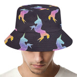 Rainbow Origami Unicorn Pattern Print Bucket Hat