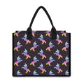 Rainbow Origami Unicorn Pattern Print Canvas Tote Bag