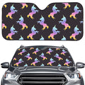 Rainbow Origami Unicorn Pattern Print Car Windshield Sun Shade