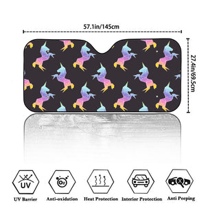 Rainbow Origami Unicorn Pattern Print Car Windshield Sun Shade