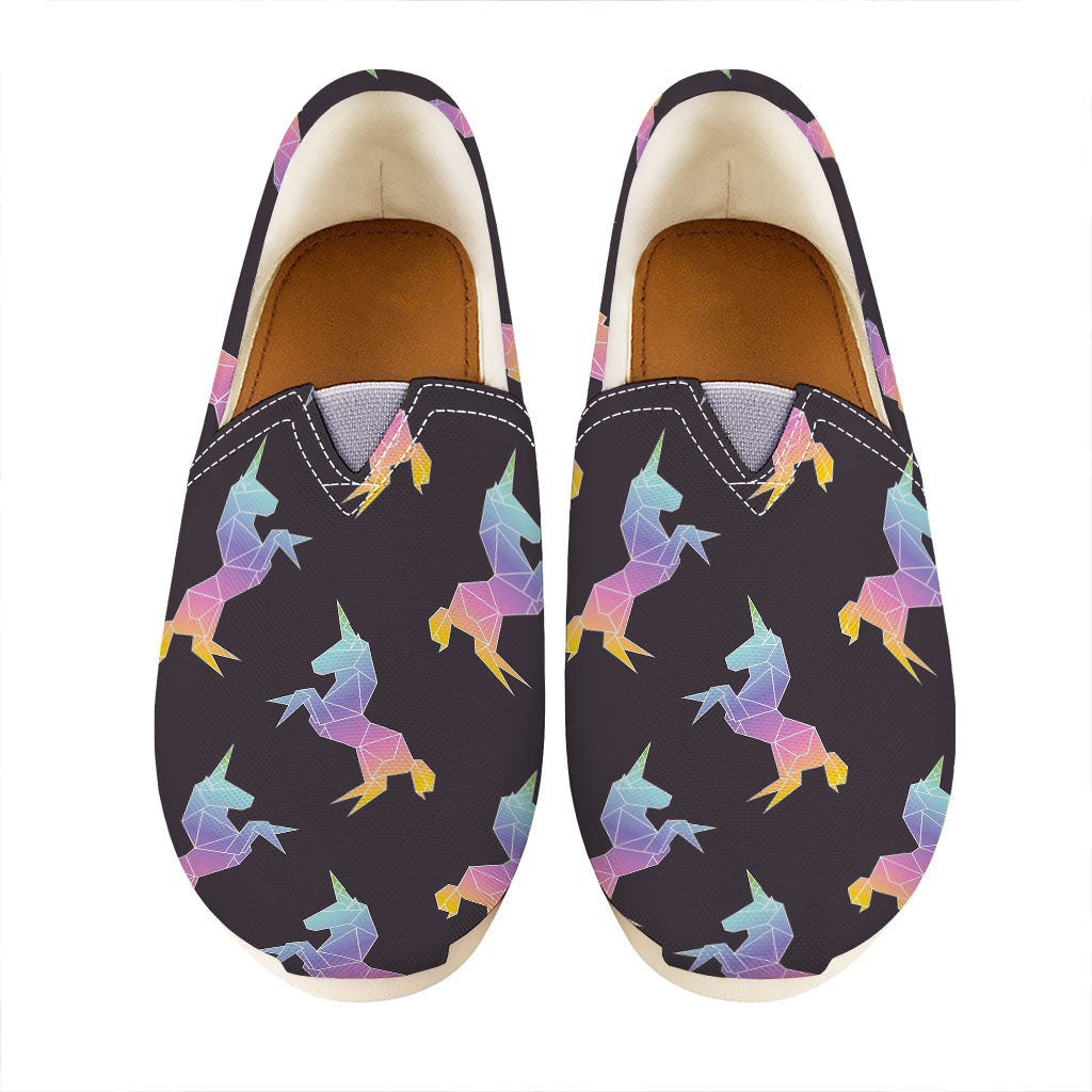 Rainbow Origami Unicorn Pattern Print Casual Shoes