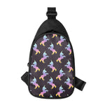 Rainbow Origami Unicorn Pattern Print Chest Bag