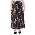 Rainbow Origami Unicorn Pattern Print Chiffon Maxi Skirt