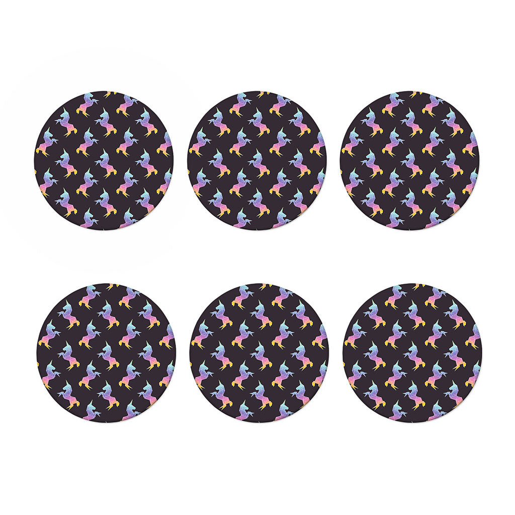 Rainbow Origami Unicorn Pattern Print Coaster Set