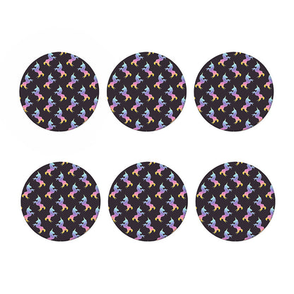 Rainbow Origami Unicorn Pattern Print Coaster Set