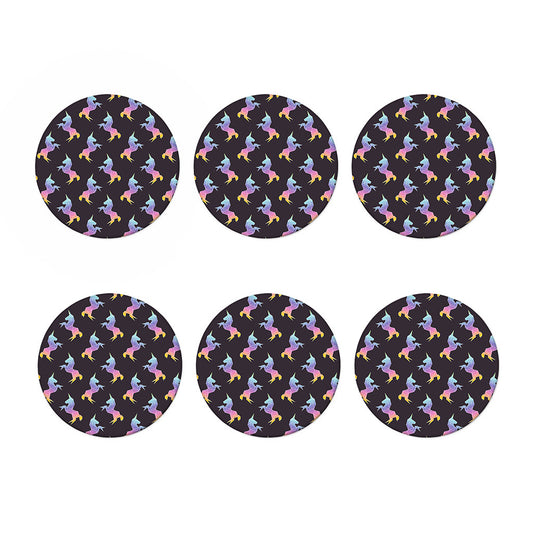 Rainbow Origami Unicorn Pattern Print Coaster Set