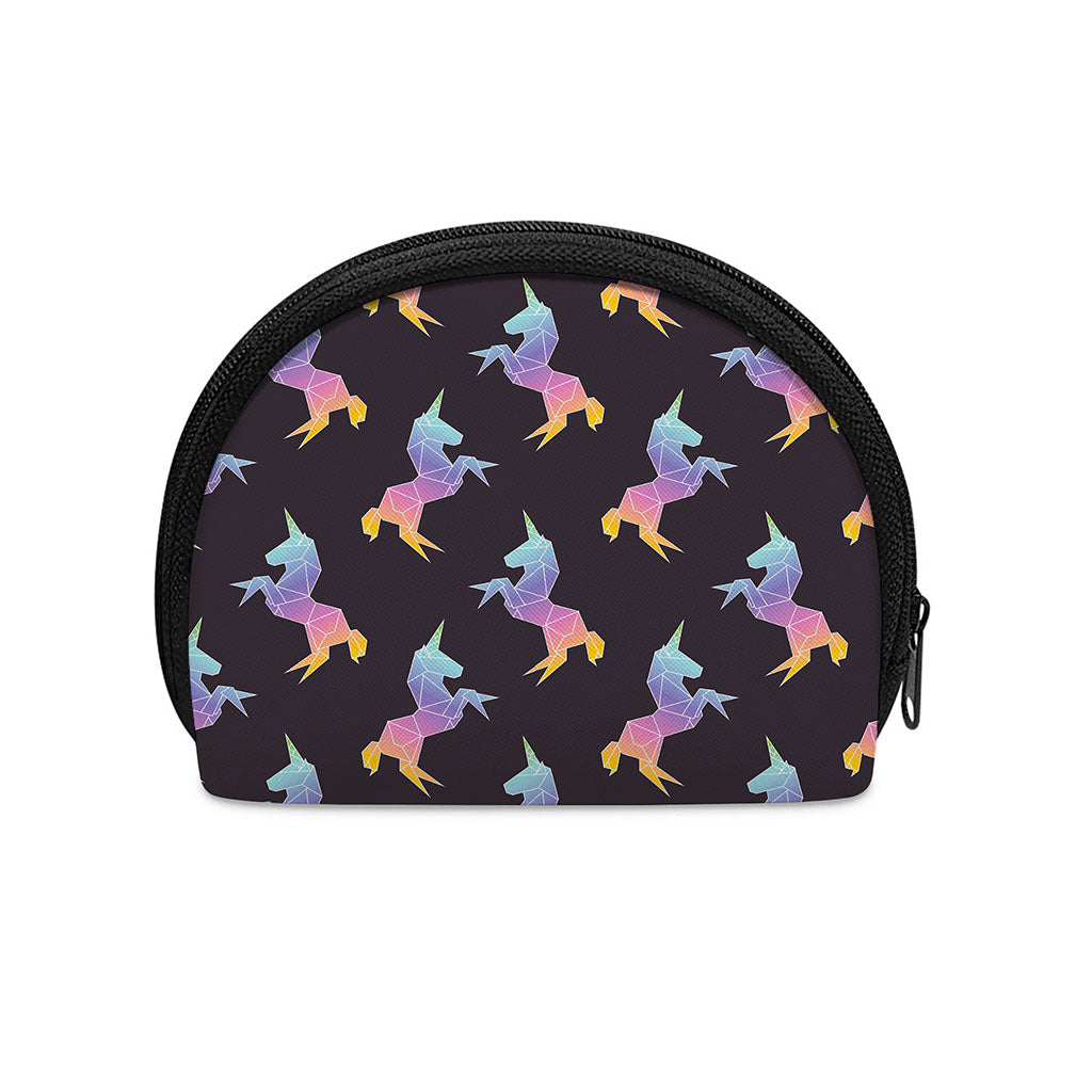 Rainbow Origami Unicorn Pattern Print Coin Purse