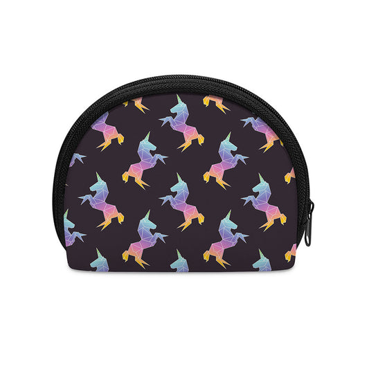 Rainbow Origami Unicorn Pattern Print Coin Purse