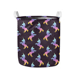 Rainbow Origami Unicorn Pattern Print Collapsible Laundry Basket