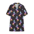 Rainbow Origami Unicorn Pattern Print Cotton Hawaiian Shirt