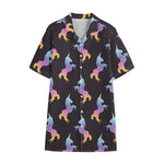 Rainbow Origami Unicorn Pattern Print Cotton Hawaiian Shirt