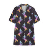 Rainbow Origami Unicorn Pattern Print Cotton Hawaiian Shirt