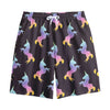 Rainbow Origami Unicorn Pattern Print Cotton Shorts