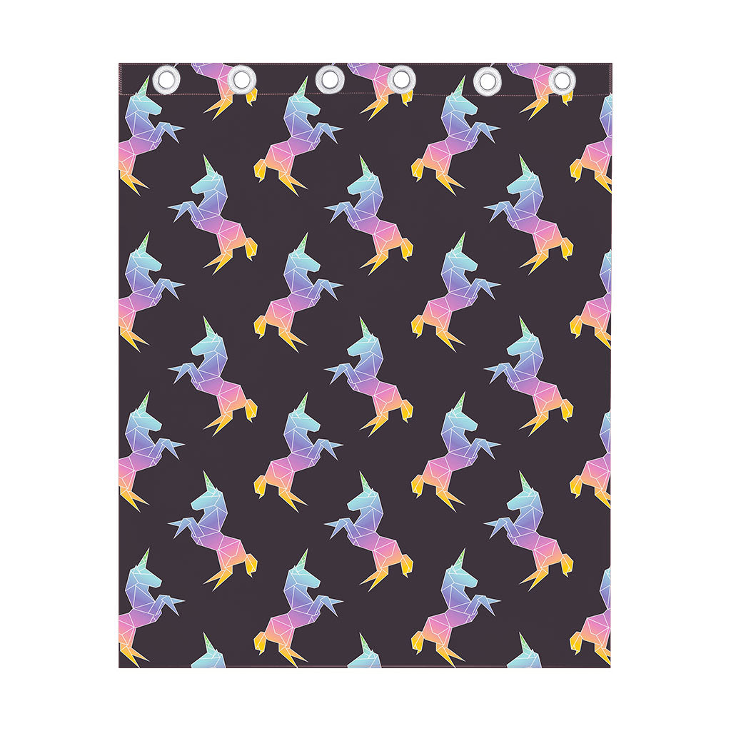 Rainbow Origami Unicorn Pattern Print Curtain