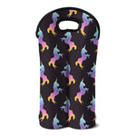 Rainbow Origami Unicorn Pattern Print Double Neoprene Wine Tote