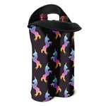 Rainbow Origami Unicorn Pattern Print Double Neoprene Wine Tote
