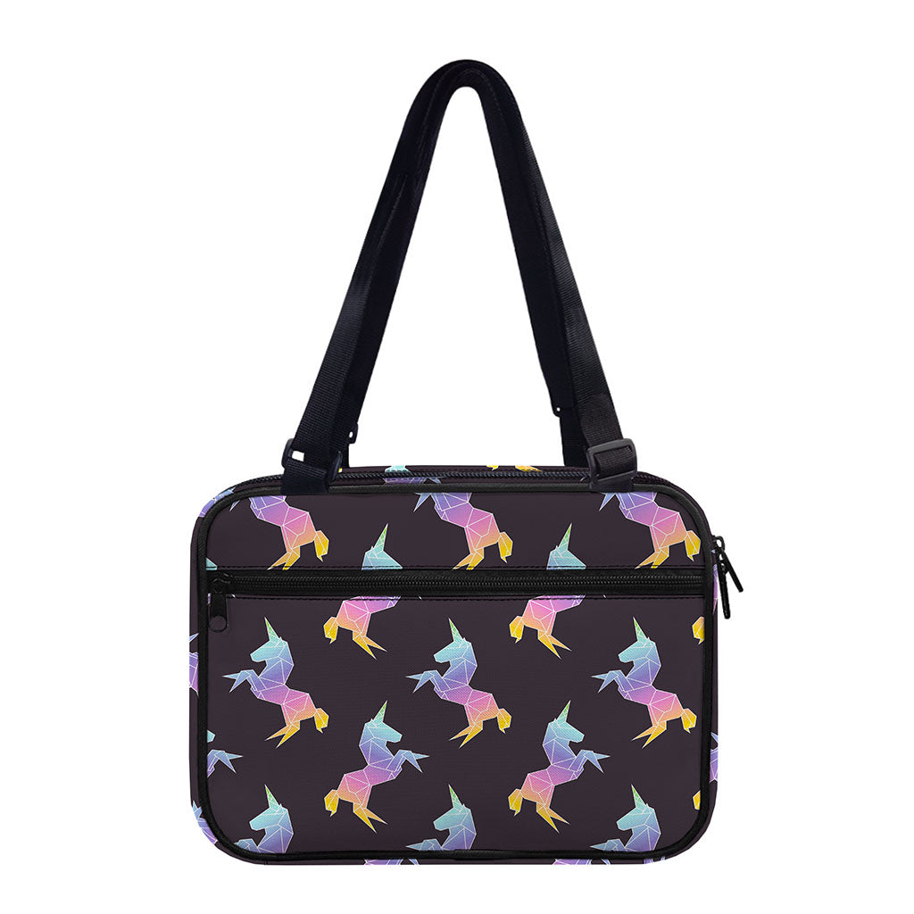 Rainbow Origami Unicorn Pattern Print Double Strap Bible Bag