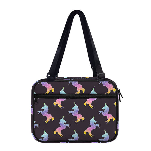 Rainbow Origami Unicorn Pattern Print Double Strap Bible Bag